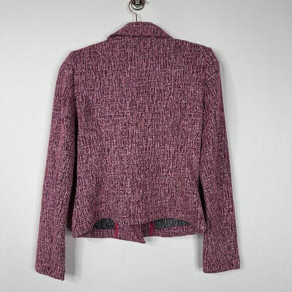 NWT White House Black Market Long Sleeve Boucle Moto Jacket Carmine 10 #WHBM22 - Picture 3 of 8